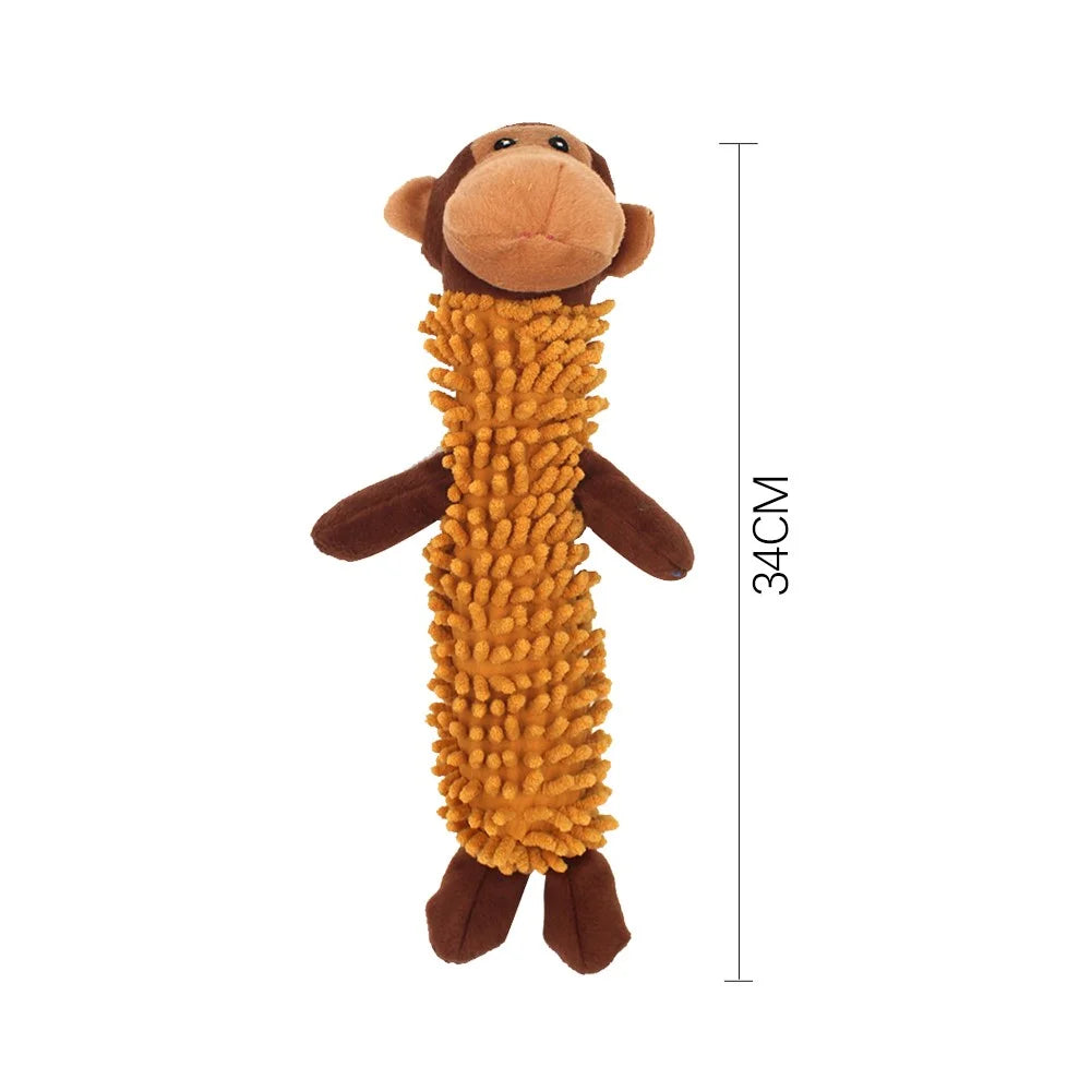 Pet Dog Cat Plush Monkey Sheep Crocodile Sound Bite Playing Toy Pet Gift - Brown Monkey - 5