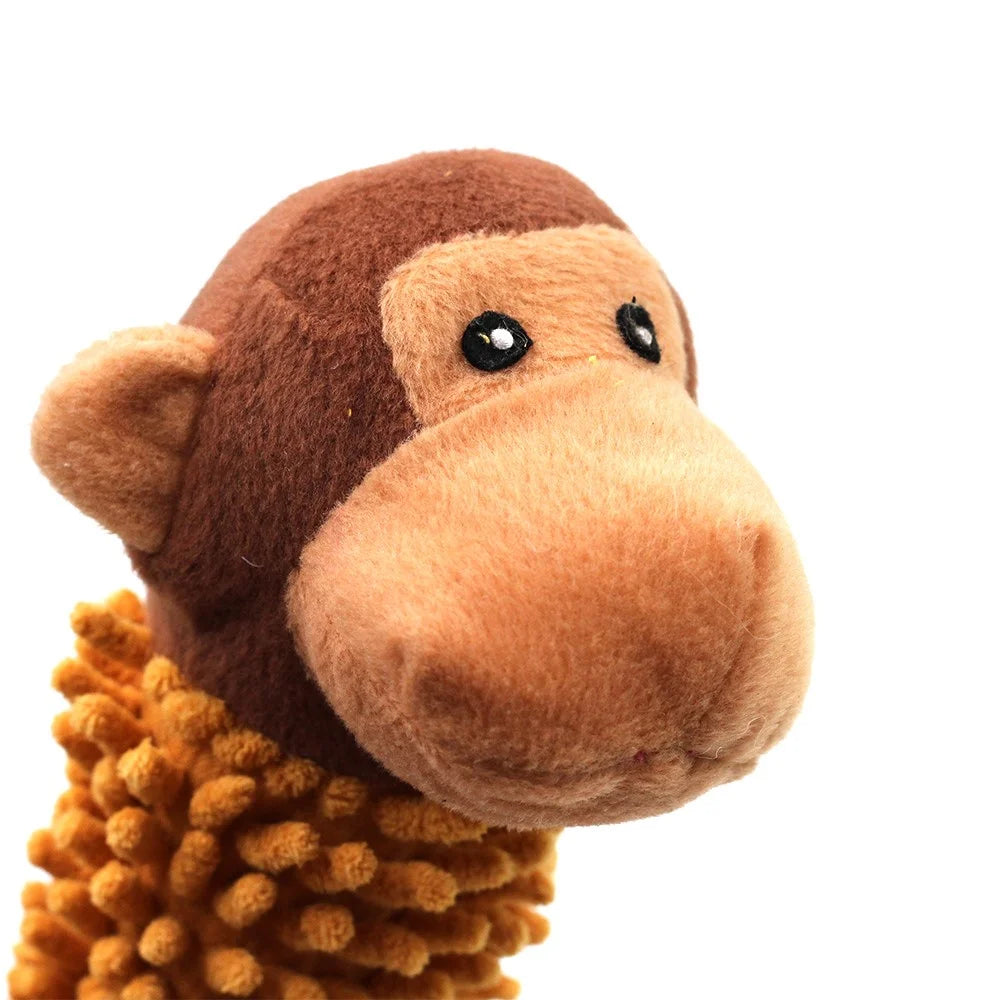 Pet Dog Cat Plush Monkey Sheep Crocodile Sound Bite Playing Toy Pet Gift - Brown Monkey - 6
