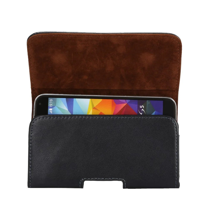 Genuine Leather Holster Pouch Case for iPhone 11 Pro / X 5.8 inch / Samsung Galaxy S9 S8 Etc, Size: 14.5 x 7.5 x 1.6cm - Black - 4