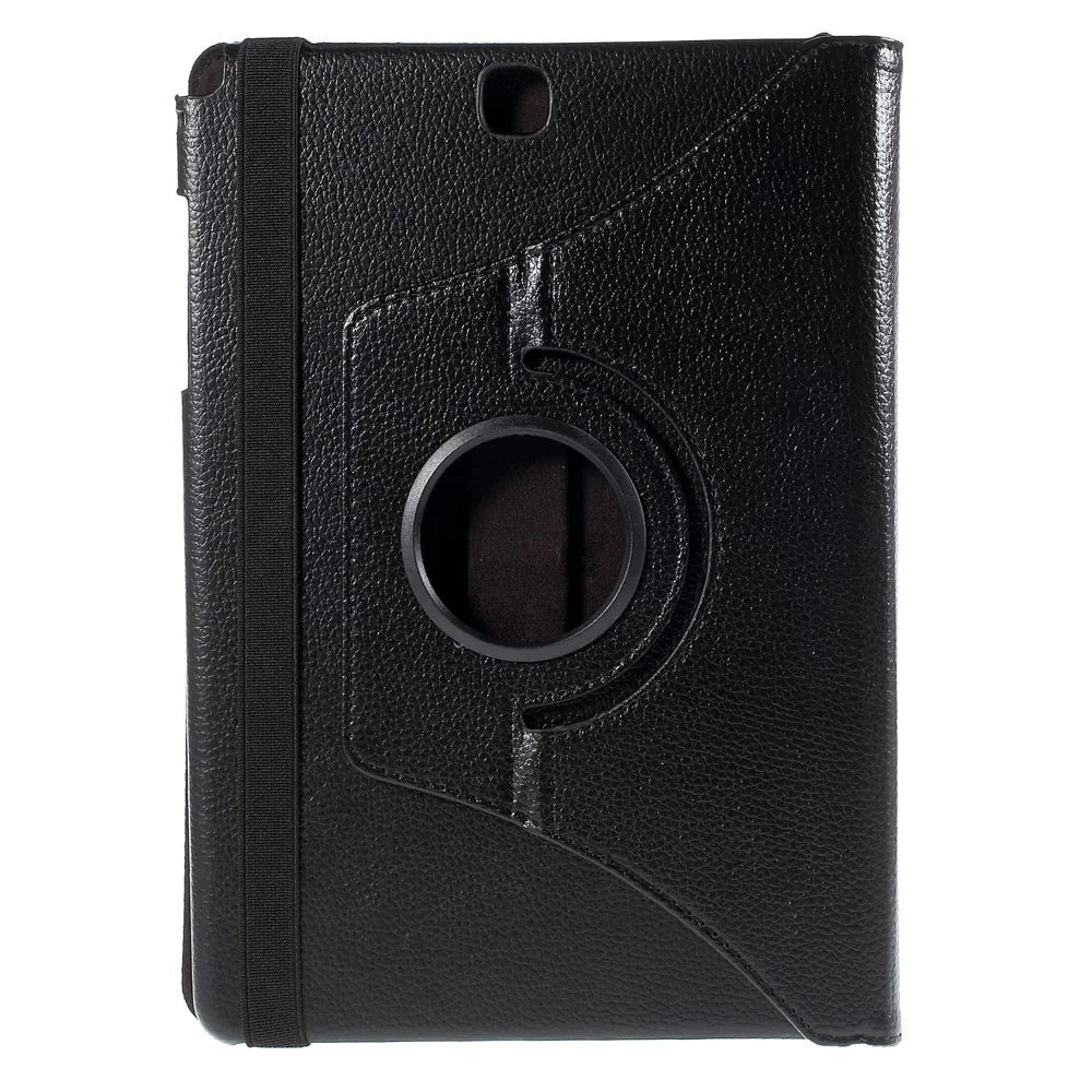 For Samsung Galaxy Tab A 9.7 T550 T555 Lychee Litchi Leather Cover with Rotary Stand - Black - 3