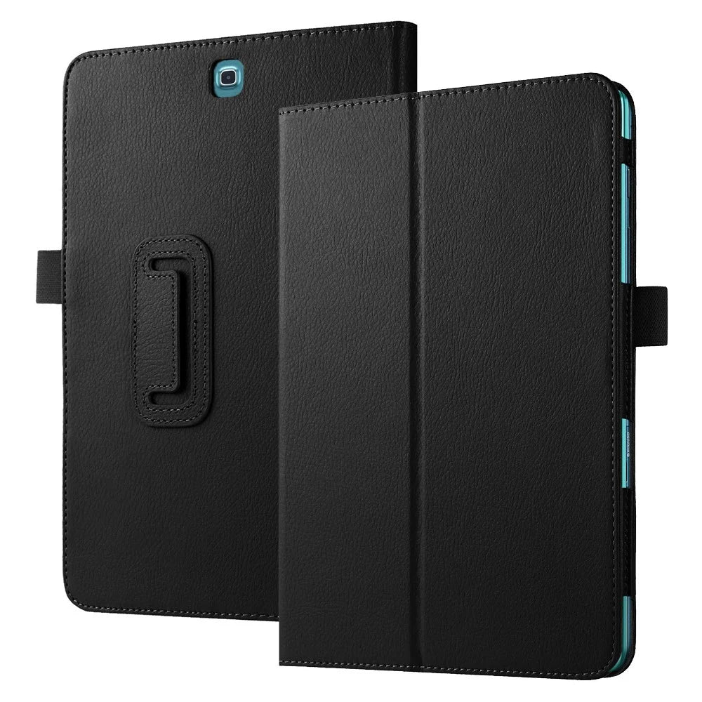 Litchi Skin Leather Case for Samsung Galaxy Tab A 9.7 T550 T555 with Stand - Black - 3