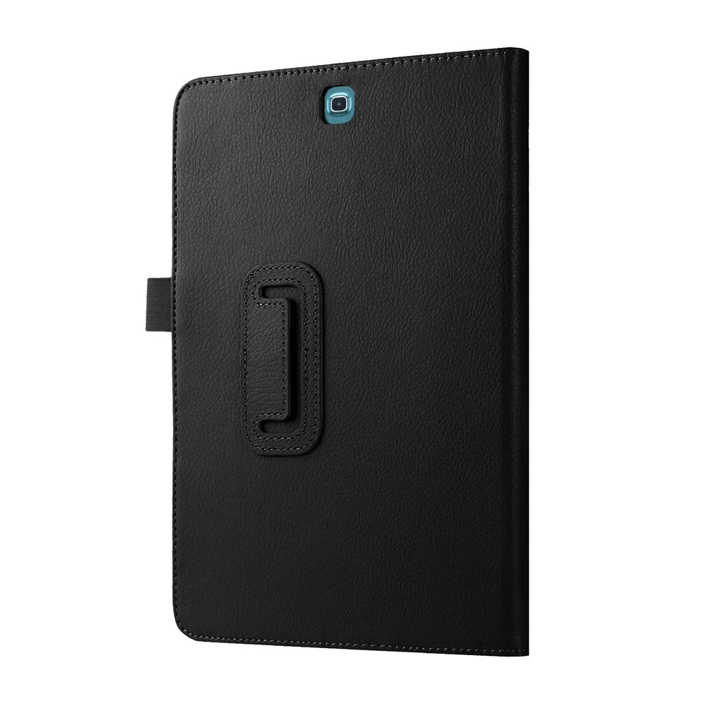 Litchi Skin Leather Case for Samsung Galaxy Tab A 9.7 T550 T555 with Stand - Black - 4