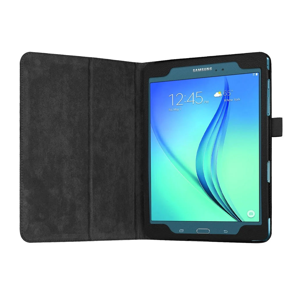 Litchi Skin Leather Case for Samsung Galaxy Tab A 9.7 T550 T555 with Stand - Black - 5