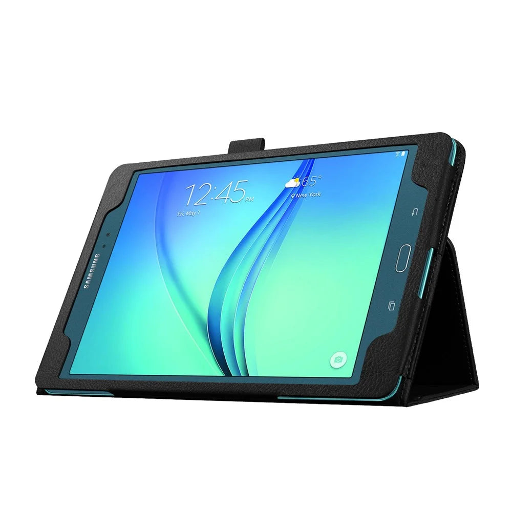 Litchi Skin Leather Case for Samsung Galaxy Tab A 9.7 T550 T555 with Stand - Black - 6