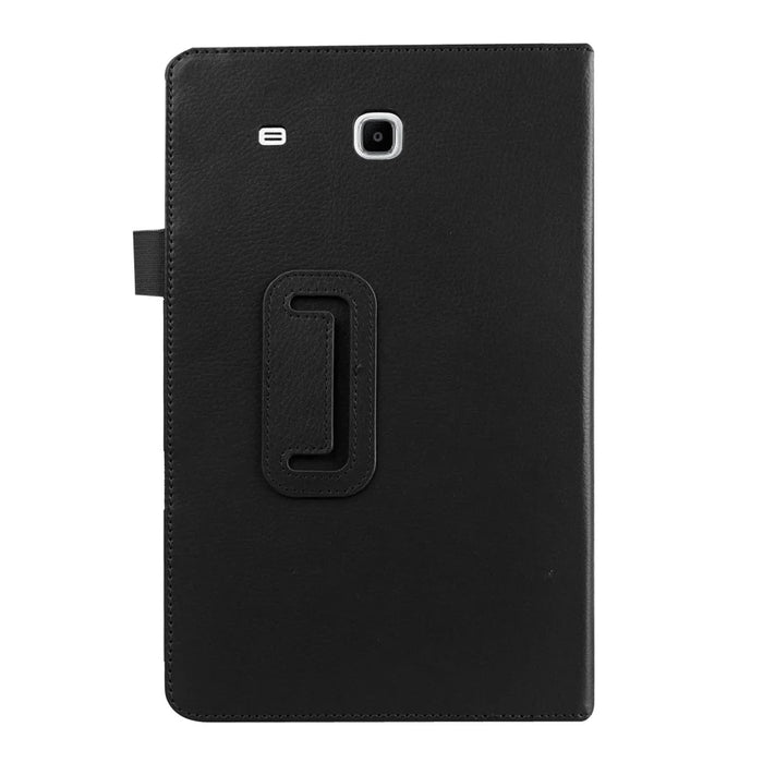 Litchi Skin Leather Stand Case for Samsung Galaxy Tab E 9.6 T560 - Black - 3