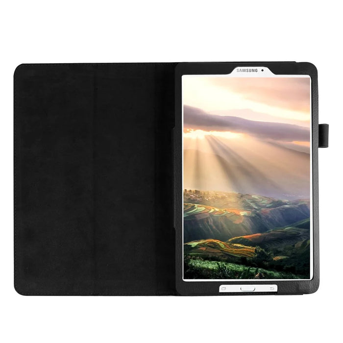 Litchi Skin Leather Stand Case for Samsung Galaxy Tab E 9.6 T560 - Black - 4