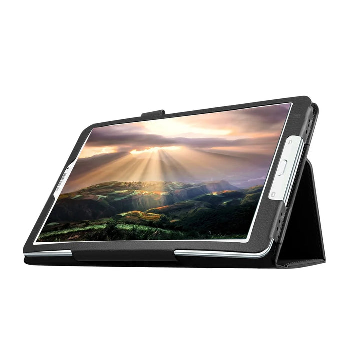 Litchi Skin Leather Stand Case for Samsung Galaxy Tab E 9.6 T560 - Black - 5