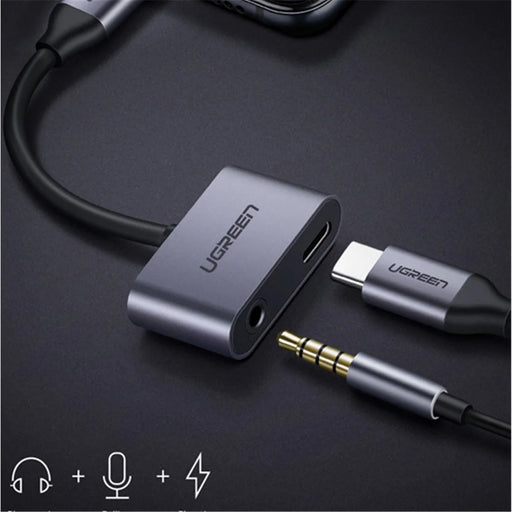 UGREEN USB Type-C to 3.5mm Jack Aux Audio + Type-C Female Charging Port Cable Adapter - 1
