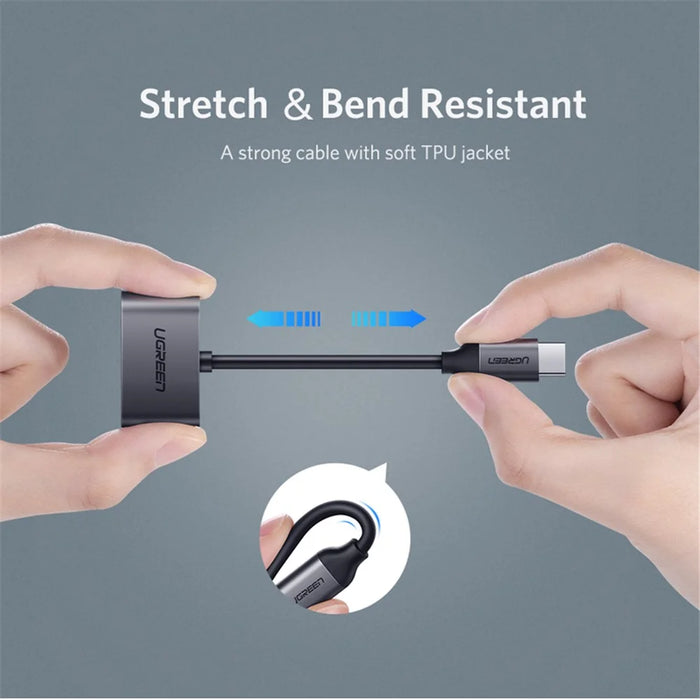 UGREEN USB Type-C to 3.5mm Jack Aux Audio + Type-C Female Charging Port Cable Adapter - 4