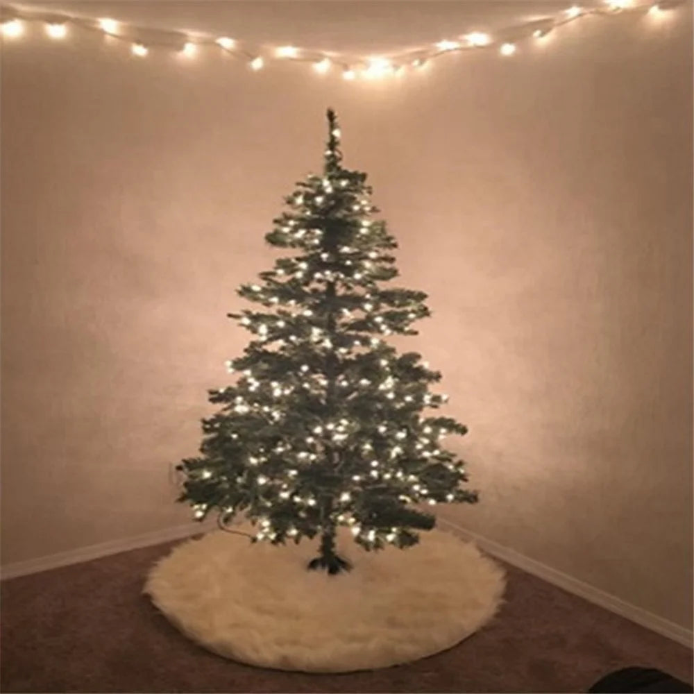 Plush Christmas Tree Skirt Holiday Party Xmas Tree Decoration, Diameter 78cm - White - 4