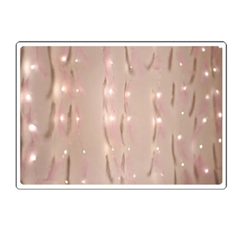 USB Remote Feather Curtain Light String Night Light Wedding Party Decor 3x3m - White - 1