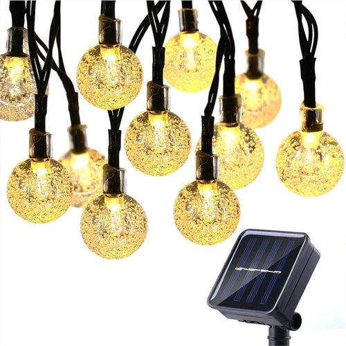 6.5m 30-LED Solar String Ball Lights Outdoor Waterproof Warm White Light Garden Decor - Gold - 1