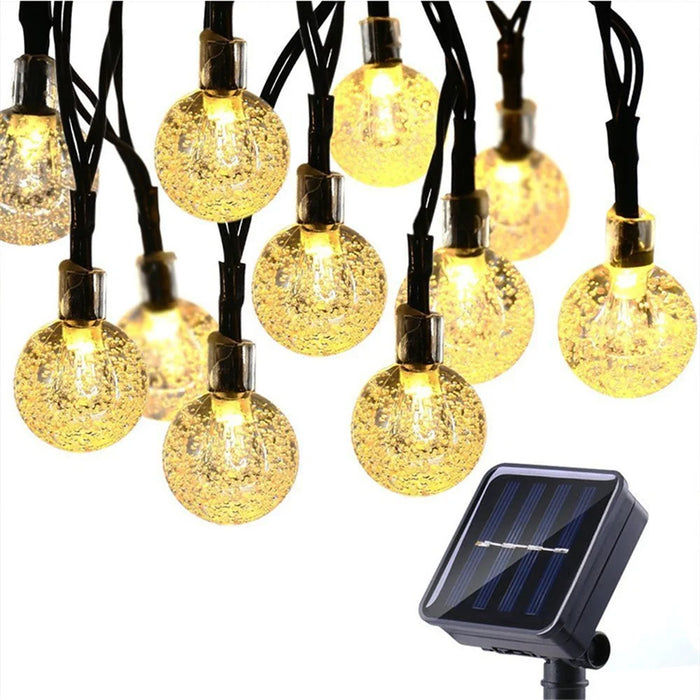 6.5m 30-LED Solar String Ball Lights Outdoor Waterproof Warm White Light Garden Decor - Gold - 1