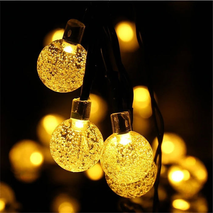 6.5m 30-LED Solar String Ball Lights Outdoor Waterproof Warm White Light Garden Decor - Gold - 2
