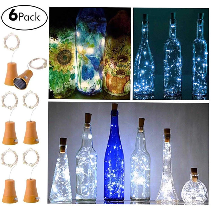 2m 20-LED Waterproof Copper Wire Wine Bottle String Festival Decor (6 PCS/Pack with screws) - White - 1