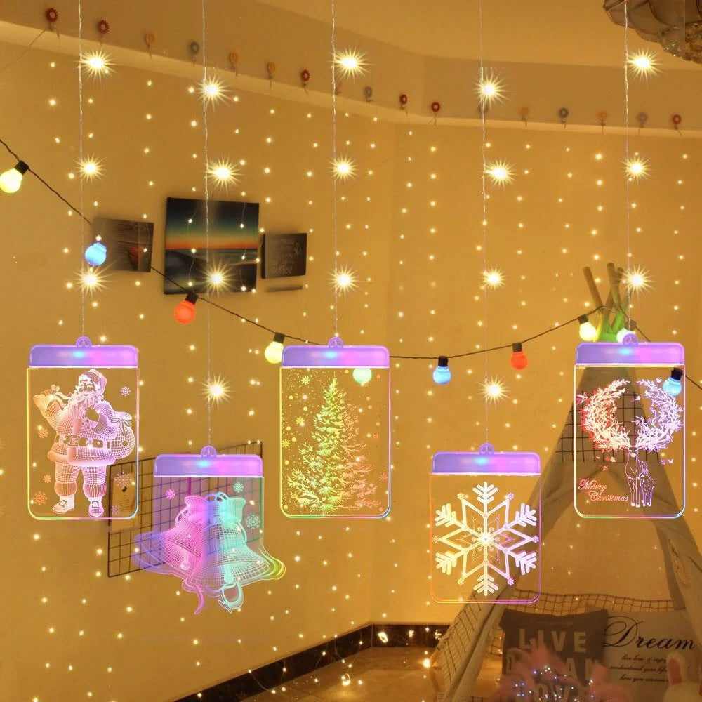 3D Christmas String Festival LED Light Home Room Decor Mini Small Light String [USB Christmas Style] - Multi-color - 1