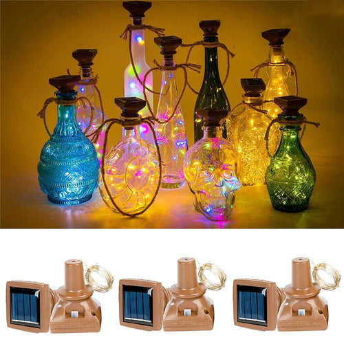 20 LED Bottle Cork Copper-wire Solar Powered Waterproof Decor String Lights - Multi-color - 1