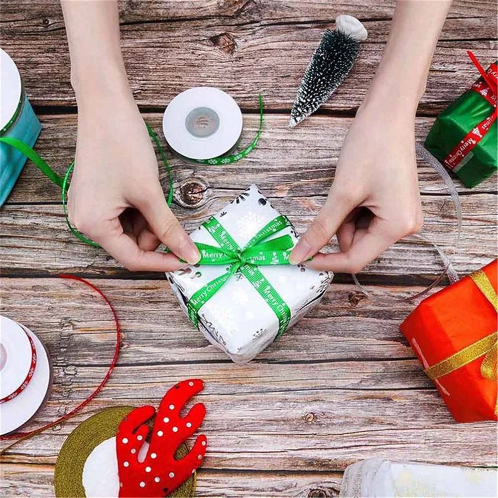 6.3x200cm Christmas Printed Ribbon Strap for Gift Box Wrapping Decor - 6