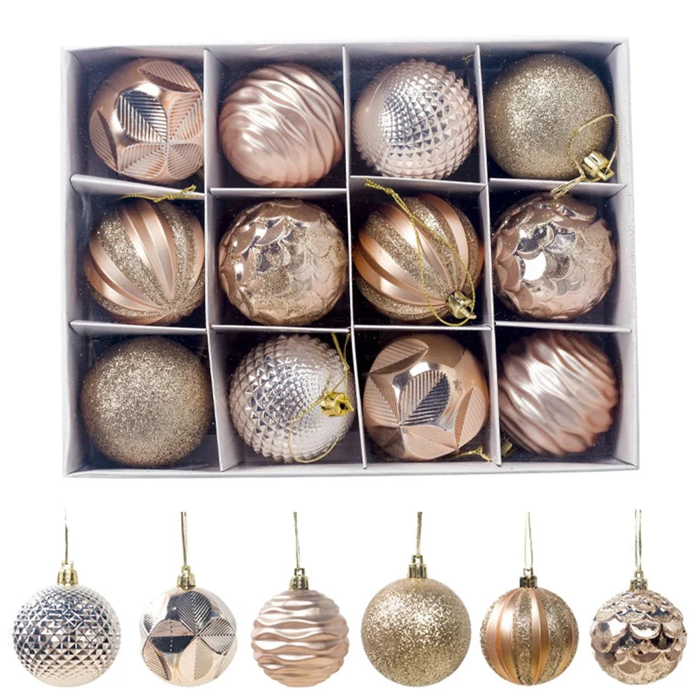 12PCS / Lot Christmas Tree Decor Ball Bauble Xmas Party Hanging Ball Decorations  6MM  - Gold - 2