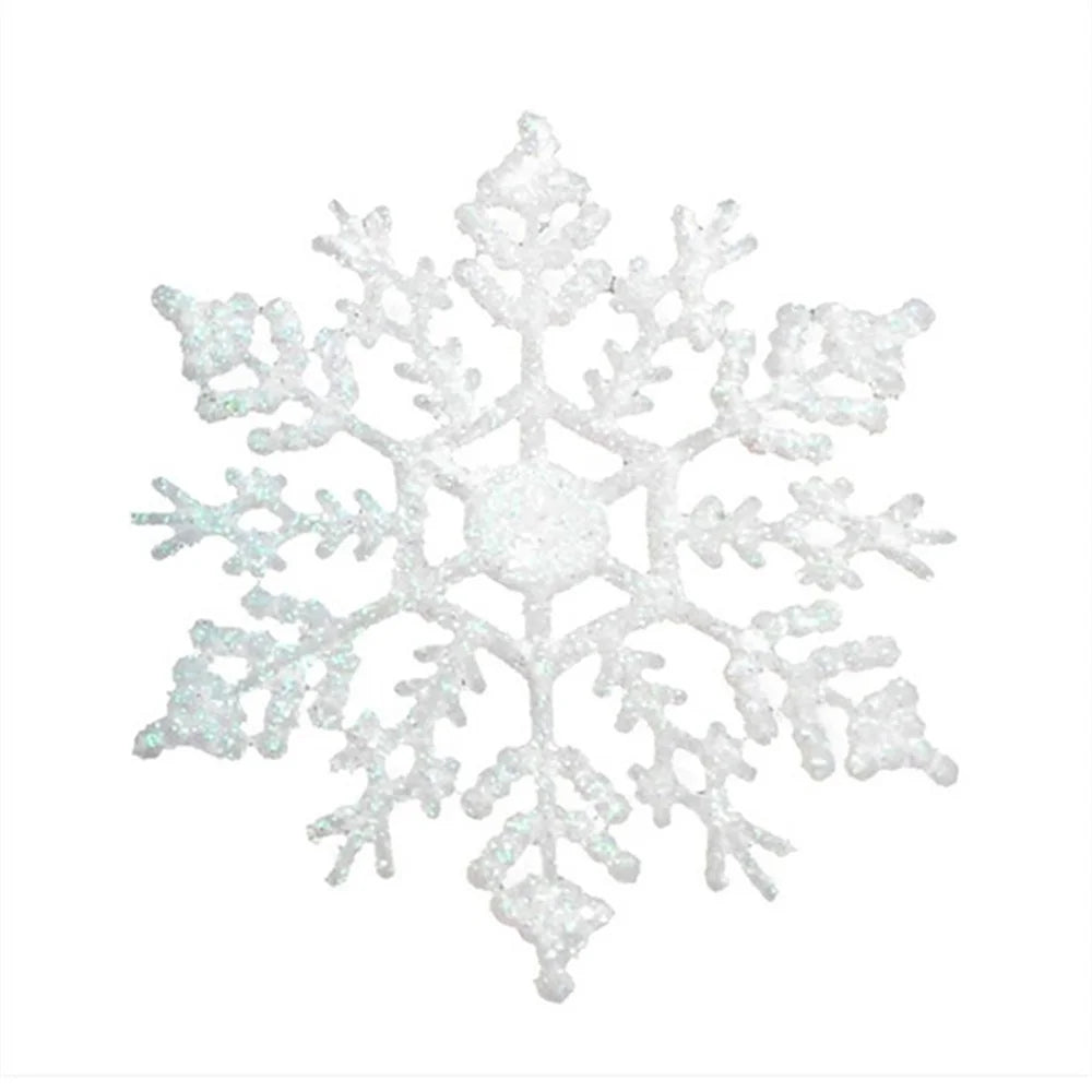 12PCS/Pack Christmas Glitter Snowflake Hanger Plastic Snowflake Ornaments - Silver - 1