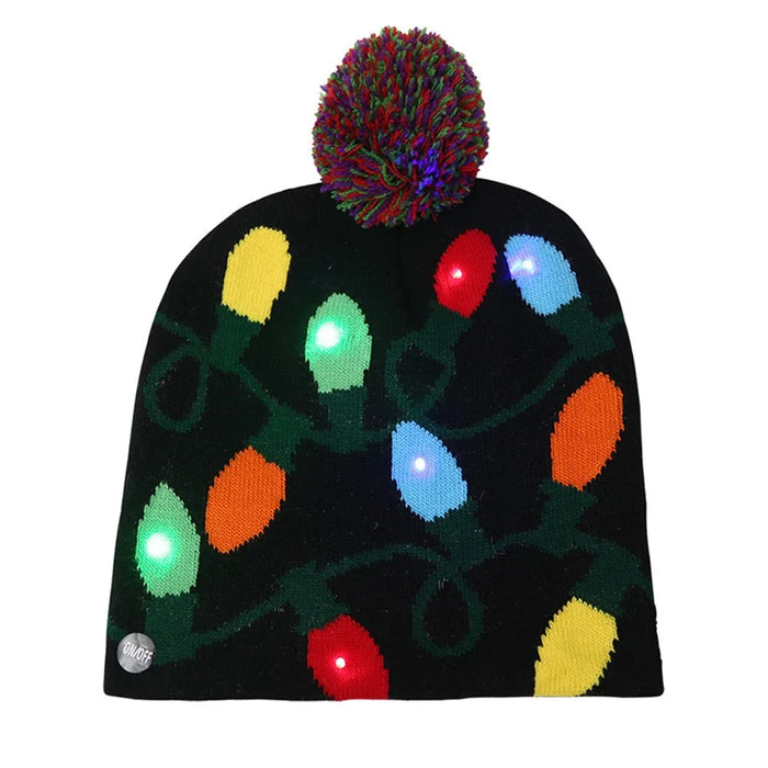 LED Light-Up Ugly Sweater Holiday Xmas Christmas Beanie - String Lights - 1