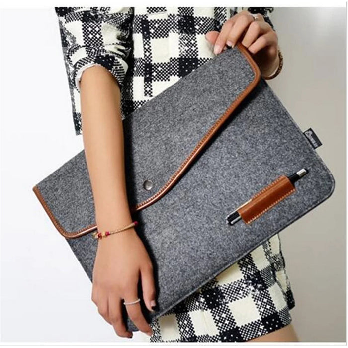 For HP IBM MacBook Air / Pro Woolen Felt 13-inch Laptop Sleeve Bag Case, Size: 34 x 24 cm - Dark Grey - 2