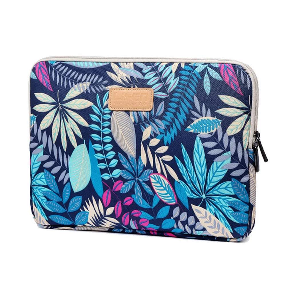 Colorful Leaves Canvas Notebook Briefcase for MacBook Pro 13-inch (2016)/HP DELL IBM, Size: 34.5 x 24 x 1.5 cm - Blue - 1