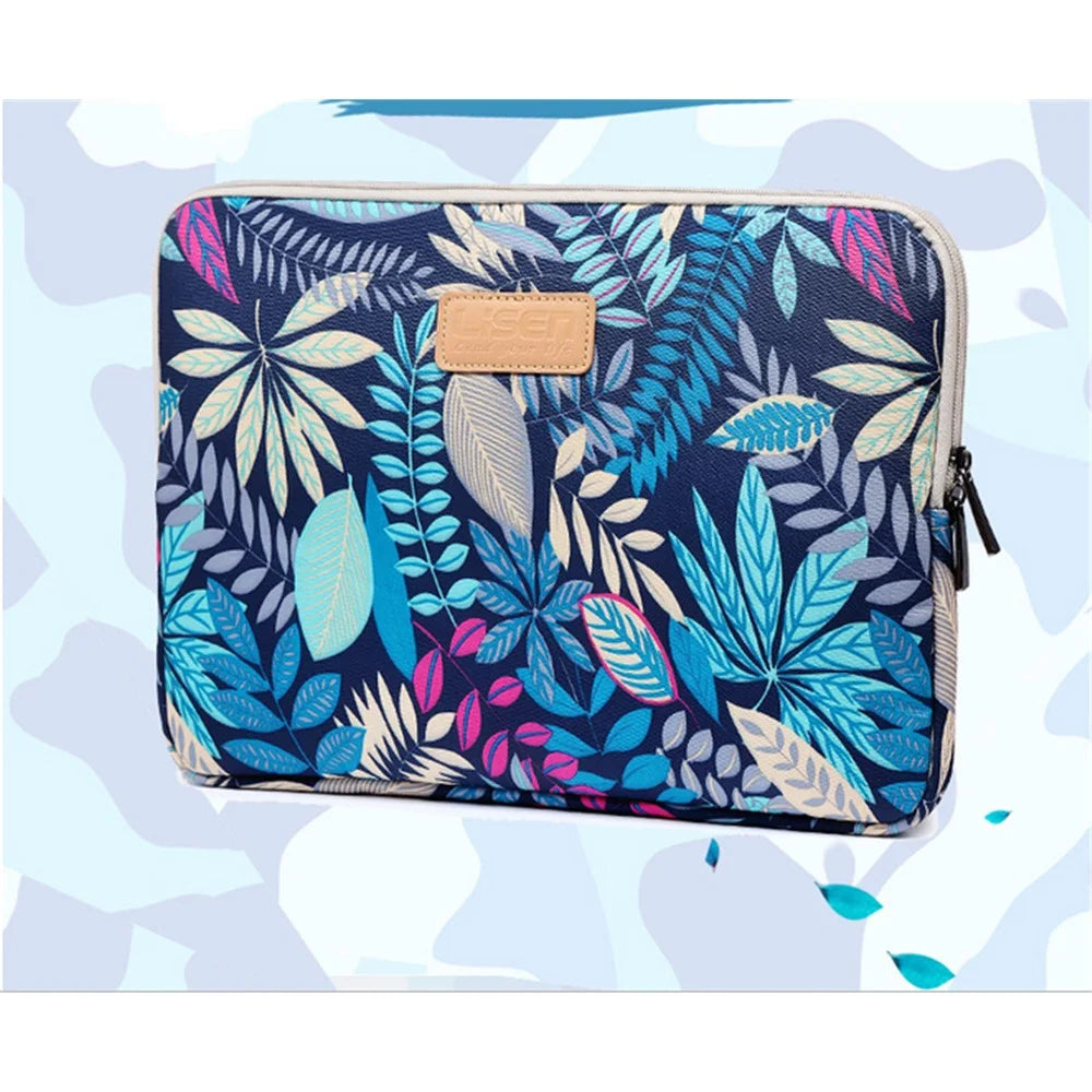 Colorful Leaves Canvas Notebook Briefcase for MacBook Pro 13-inch (2016)/HP DELL IBM, Size: 34.5 x 24 x 1.5 cm - Blue - 3