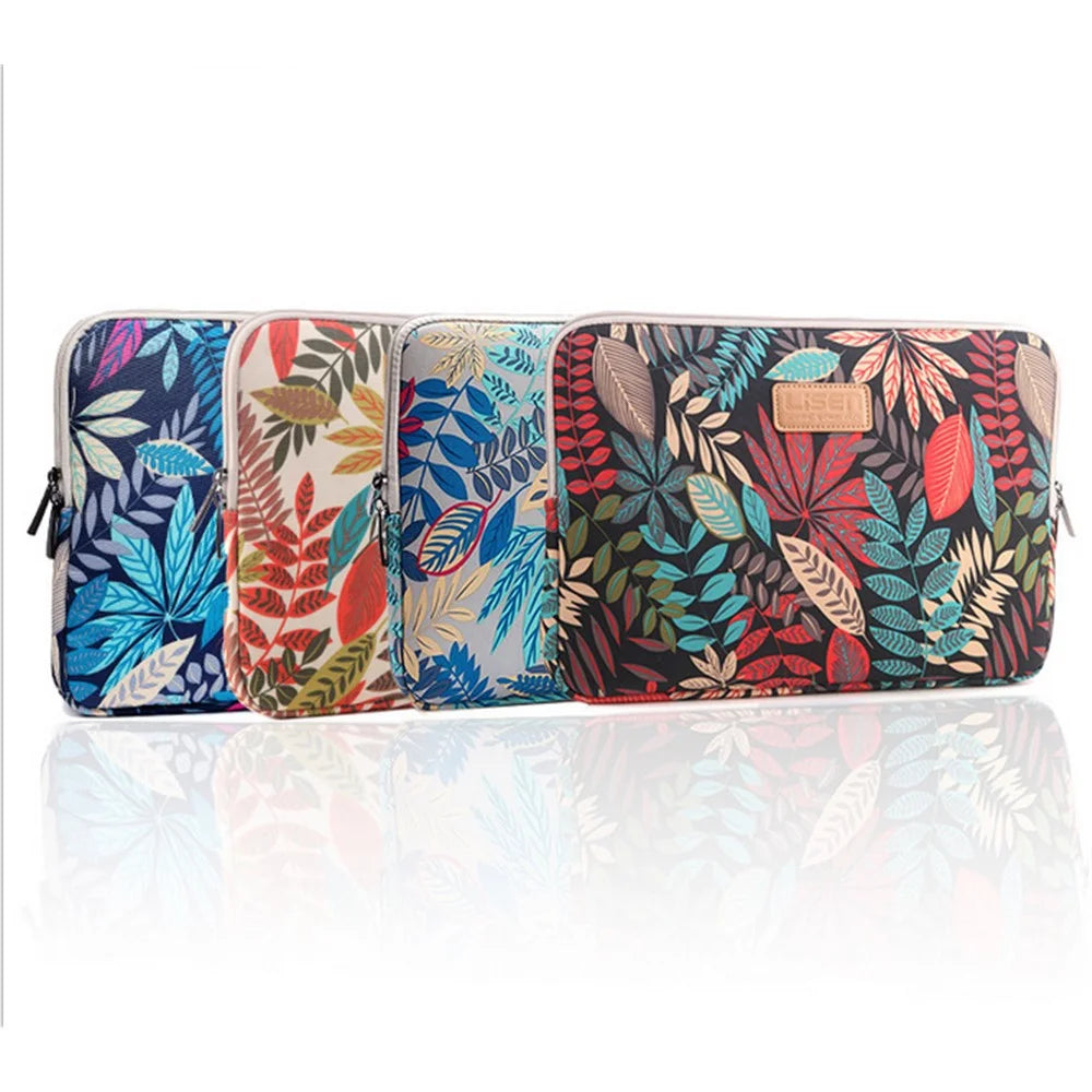Colorful Leaves Canvas Notebook Briefcase for MacBook Pro 13-inch (2016)/HP DELL IBM, Size: 34.5 x 24 x 1.5 cm - Blue - 4