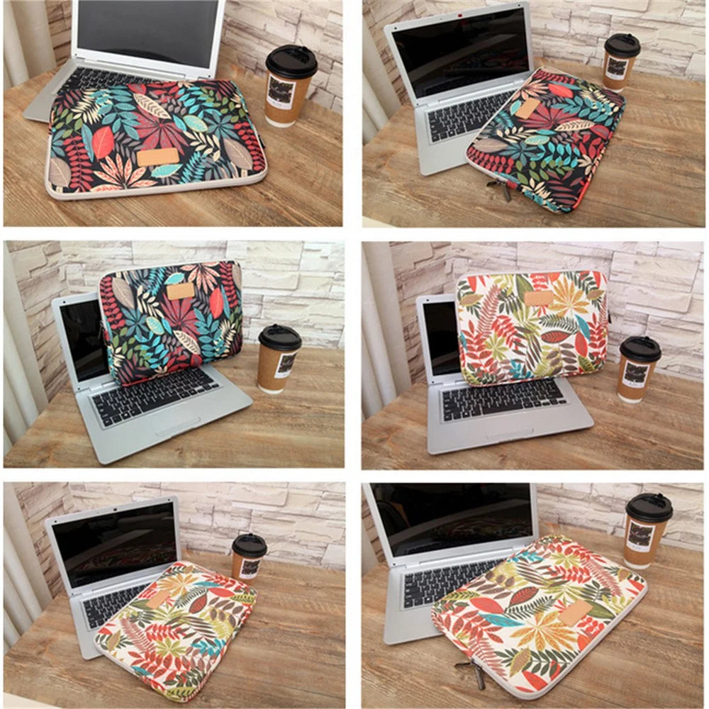 Colorful Leaves Canvas Notebook Briefcase for MacBook Pro 13-inch (2016)/HP DELL IBM, Size: 34.5 x 24 x 1.5 cm - Blue - 5