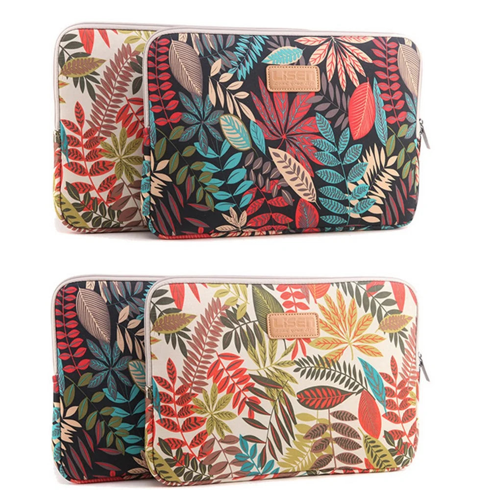 Colorful Leaves Canvas Notebook Briefcase for MacBook Pro 13-inch (2016)/HP DELL IBM, Size: 34.5 x 24 x 1.5 cm - Blue - 6