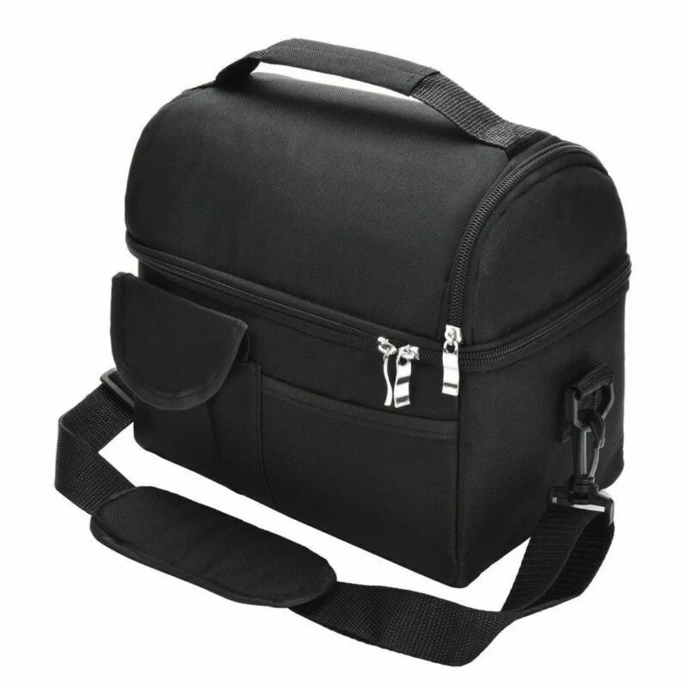 Insulated Lunch Bag Thermos Cooler Adults Tote Food Lunch Box - Black - 1