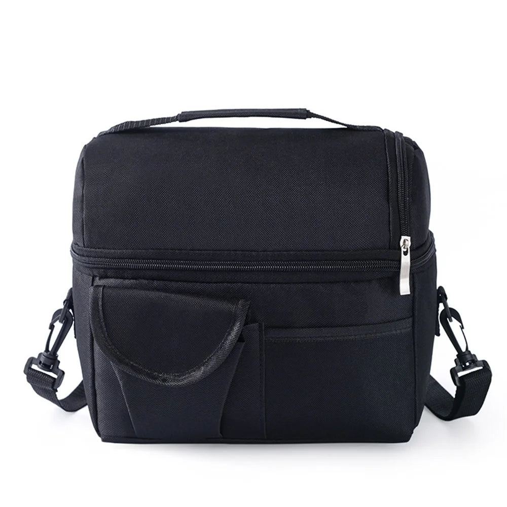 Insulated Lunch Bag Thermos Cooler Adults Tote Food Lunch Box - Black - 2