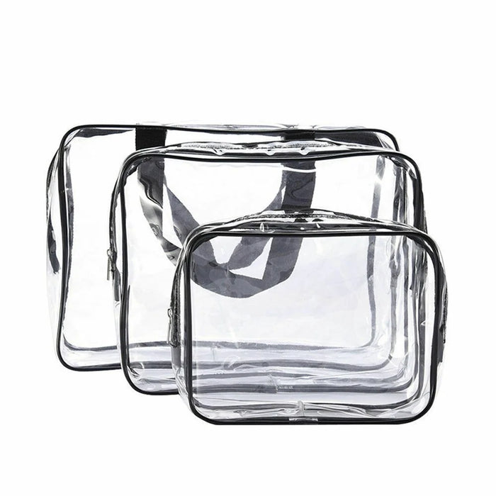 3PCS/Set Clear Cosmetics Bag Make-up Bags Organizer PVC Bag - Black - 1