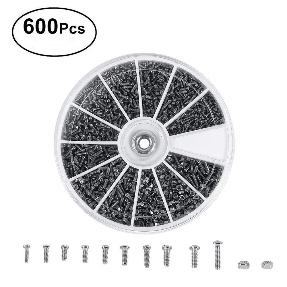 600Pcs Stainless Steel Bolts with Electronic Hexagonal Nut Classification Kit - 1