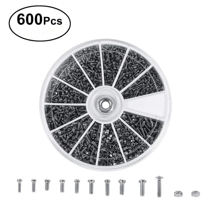 600Pcs Stainless Steel Bolts with Electronic Hexagonal Nut Classification Kit - 1