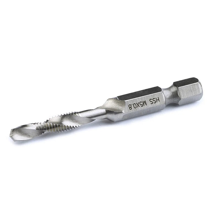 6-in-1 Hand Tap Drill Hex Shank HSS Screw Spiral Point Thread Metric Plug Drill Bits - 4