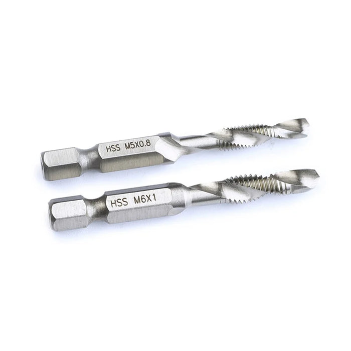 6-in-1 Hand Tap Drill Hex Shank HSS Screw Spiral Point Thread Metric Plug Drill Bits - 7