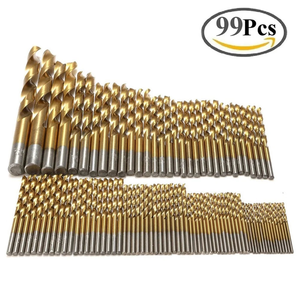 99Pcs/Set 1.5mm - 10mm Titanium HSS Drill Bits - 1