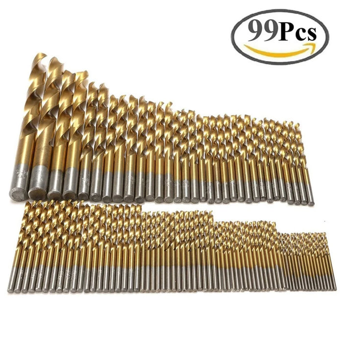 99Pcs/Set 1.5mm - 10mm Titanium HSS Drill Bits - 1