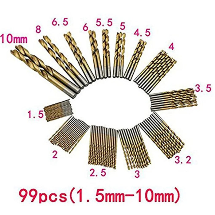 99Pcs/Set 1.5mm - 10mm Titanium HSS Drill Bits - 4