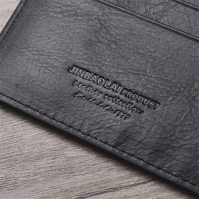 Vintage Multi-function Genuine Leather Card Holder - Black - 6