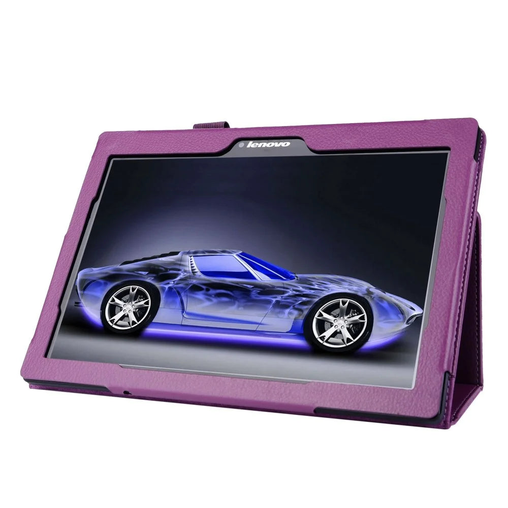 Litchi Texture 2-fold Stand Leather Case for Lenovo TAB 2 A10-70 - Purple - 3