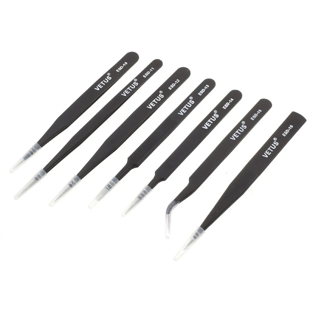 VETUS 7-in-1 High Strength Precision Stainless Steel Professional Tweezers Set - 1