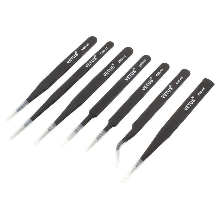 VETUS 7-in-1 High Strength Precision Stainless Steel Professional Tweezers Set - 1