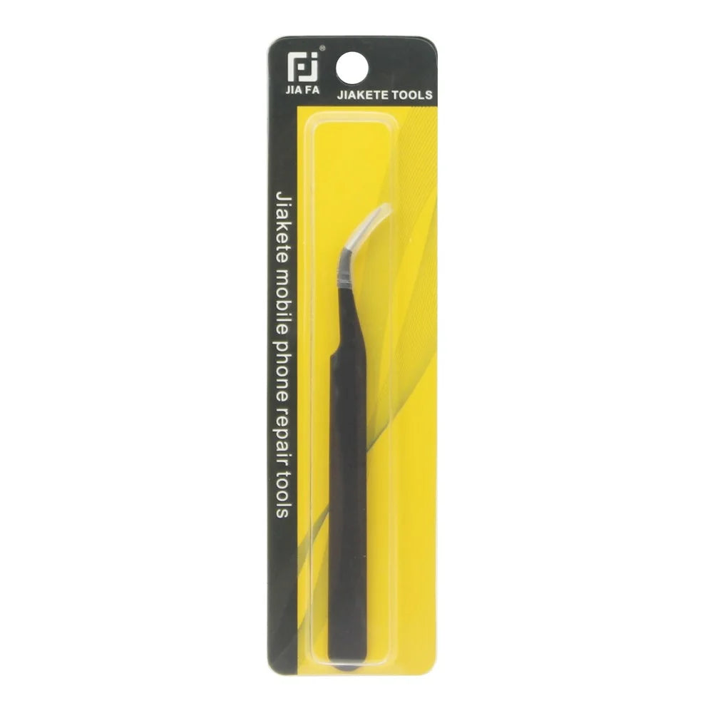 JF-604 Professional Stainless Steel Curved Tip Tweezer Maintenance Tool - 6