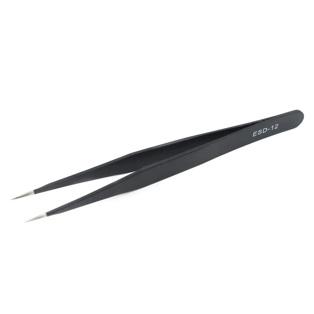 JF-604 Professional Straight Tip Stainless Steel Tweezer Maintenance Tool - 1