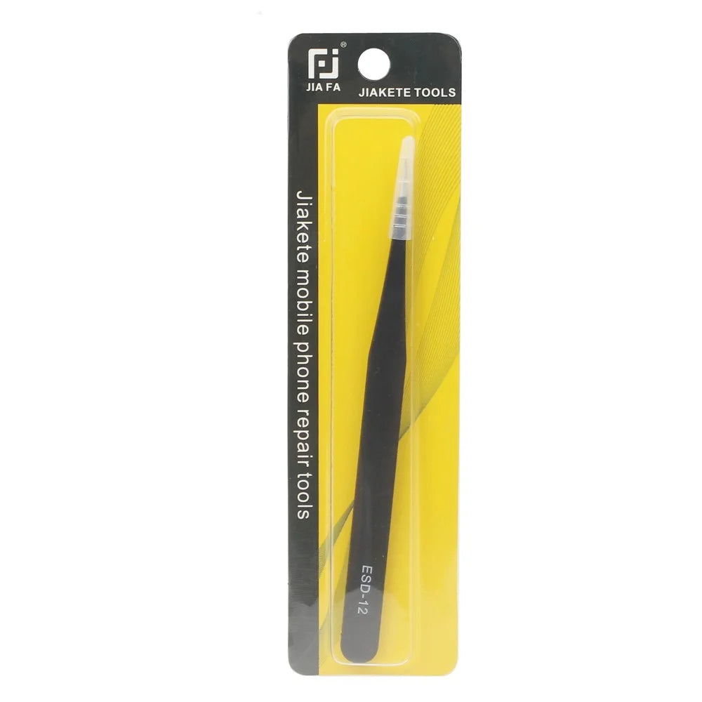JF-604 Professional Straight Tip Stainless Steel Tweezer Maintenance Tool - 6
