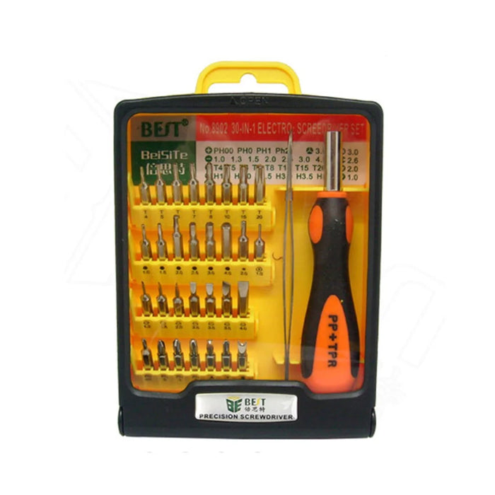 BEST BST-8902 30 in 1 Multipurpose Repair CR-V Screwdriver Tweezer Set Tools Kit for Phone PC Repair - 1
