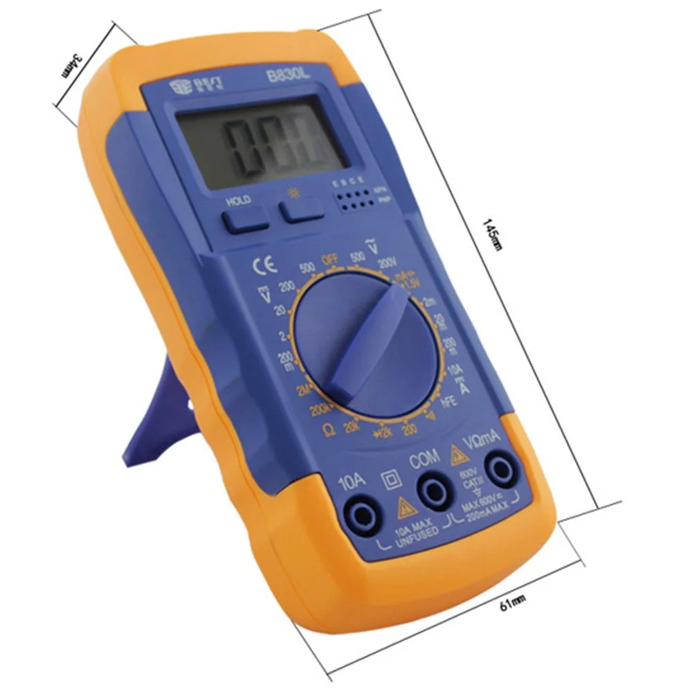 BEST BST-B830L LCD Display Digital Multimeter Handheld AC / DC Tester - Blue + Orange - 2